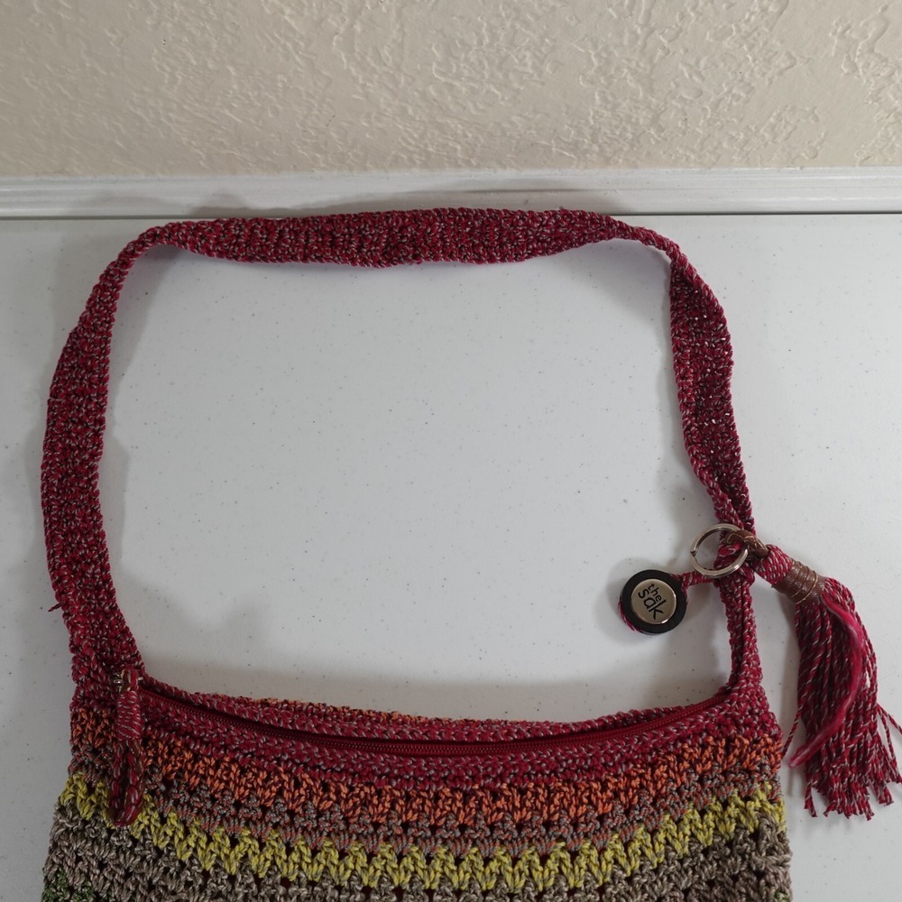 The Sak Crochet Hobo Boho Shoulder Bag Gypsy Stripe Cambria Purse Charm Tote - Picture 4 of 10